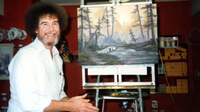 Bob Ross and his happy little trees. Image: Netflix